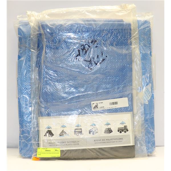 LOT OF FOUR 6' X 8' POLYETHYLENE TARPS