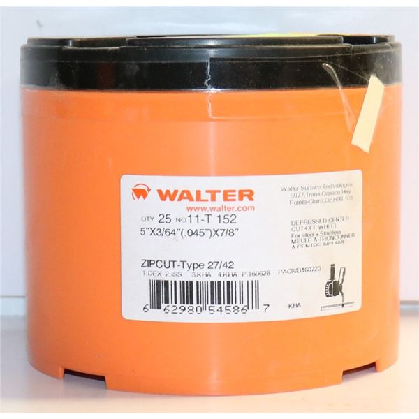 CASE OF 25 WALTER DEPRESSED CENTER CUTOFF WHEELS