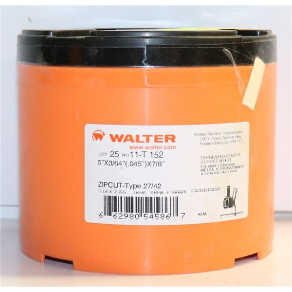 CASE OF 25 WALTER DEPRESSED CENTER CUTOFF WHEELS