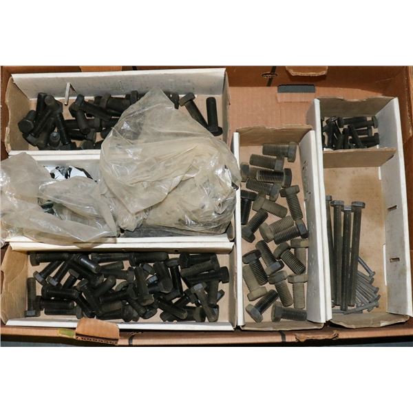 BOX OF ASSORTED HEX HEAD BOLTS & MORE