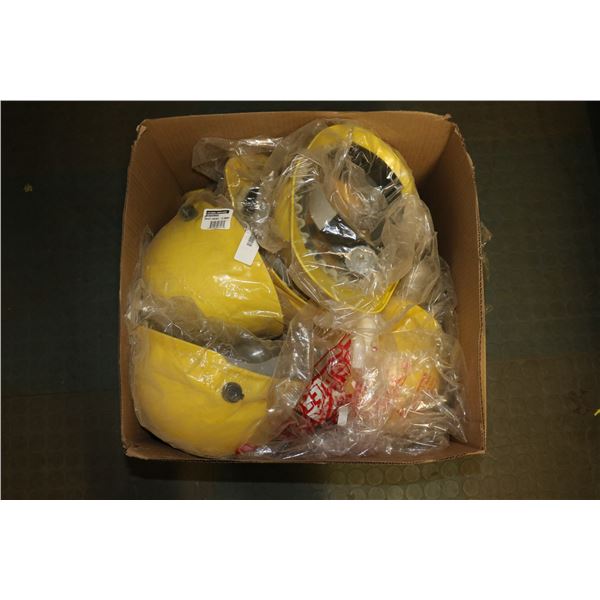 BOX FULL OF YELLOW HARD HATS