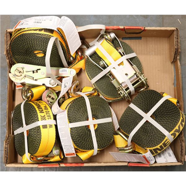 LOT OF FIVE 2" X 30' RATCHET STRAPS