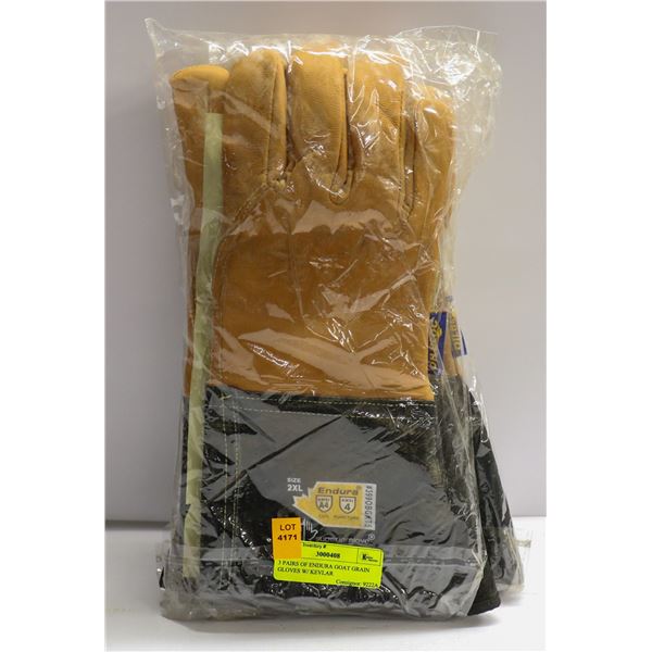 3 PAIRS OF ENDURA GOAT GRAIN GLOVES W/ KEVLAR