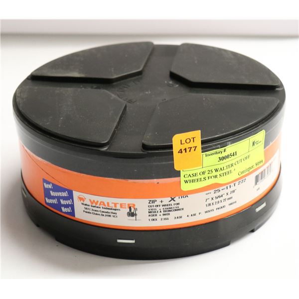 CASE OF 25 WALTER CUT OFF WHEELS FOR STEEL +