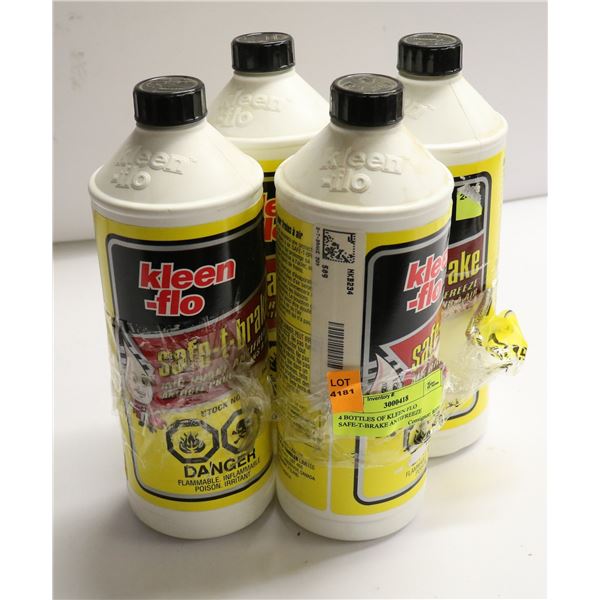 4 BOTTLES OF KLEEN FLO SAFE-T-BRAKE ANTIFREEZE