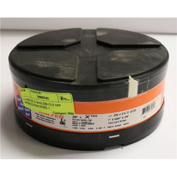 CASE OF 25 WALTER CUT OFF WHEELS FOR STEEL +