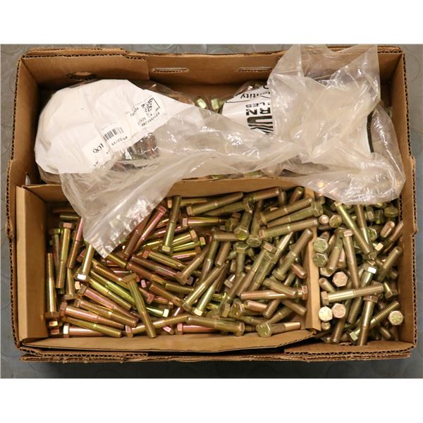 BOX OF ASSORTED INDUSTRIAL BOLTS & SCREWS
