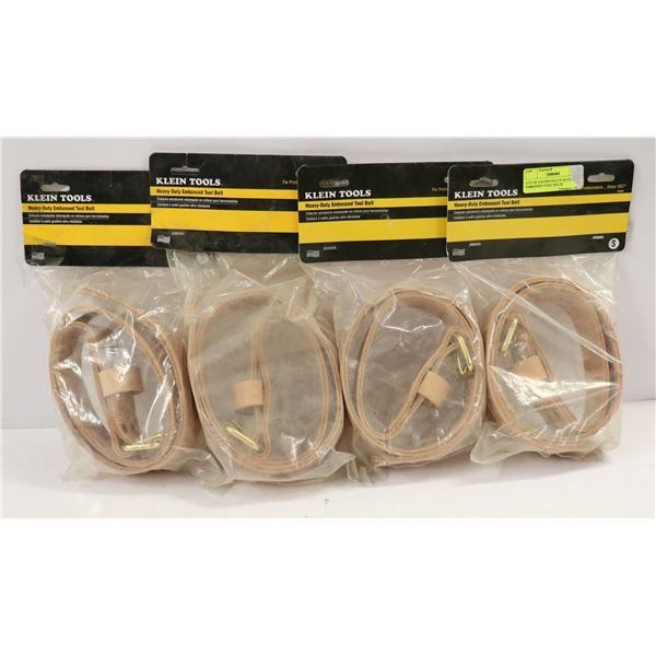 LOT OF 4 KLEIN HEAVY-DUTY EMBOSSED TOOL BELTS