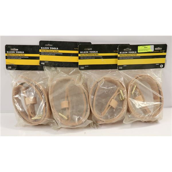 LOT OF 4 KLEIN HEAVY-DUTY EMBOSSED TOOL BELTS