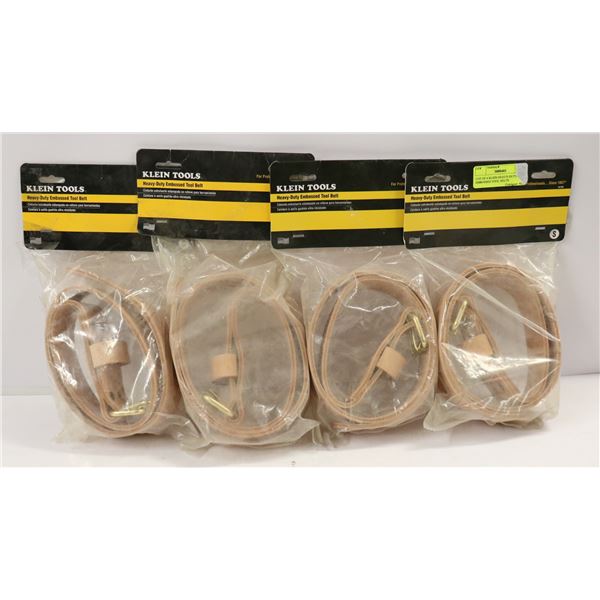 LOT OF 4 KLEIN HEAVY-DUTY EMBOSSED TOOL BELTS