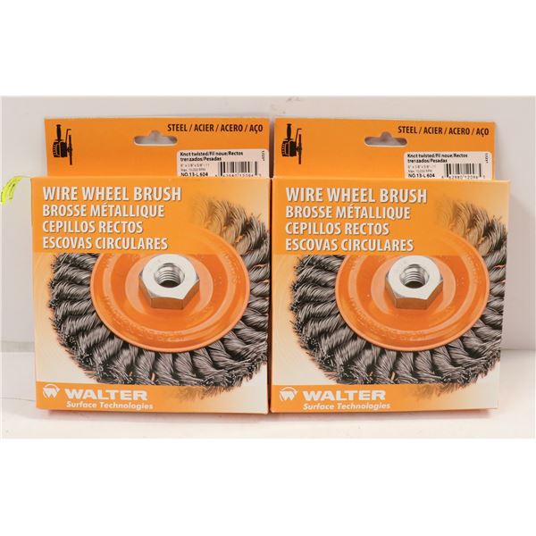 LOT OF 2 WALTER WIRE WHEEL BRUSHES 6" X 3/8" X 5/8