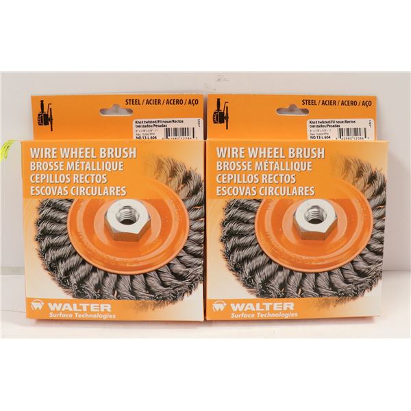 LOT OF 2 WALTER WIRE WHEEL BRUSHES 6" X 3/8" X 5/8