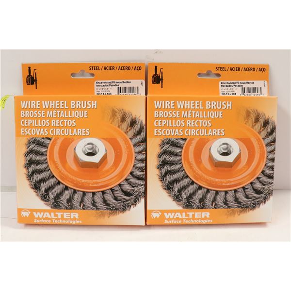 LOT OF 2 WALTER WIRE WHEEL BRUSHES 6" X 3/8" X 5/8