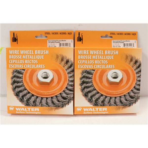 LOT OF 2 WALTER WIRE WHEEL BRUSHES 6" X 3/8" X 5/8