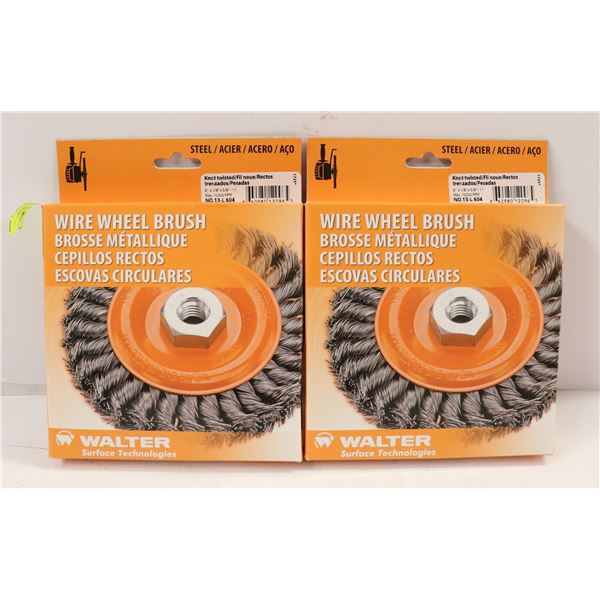 LOT OF 2 WALTER WIRE WHEEL BRUSHES 6" X 3/8" X 5/8