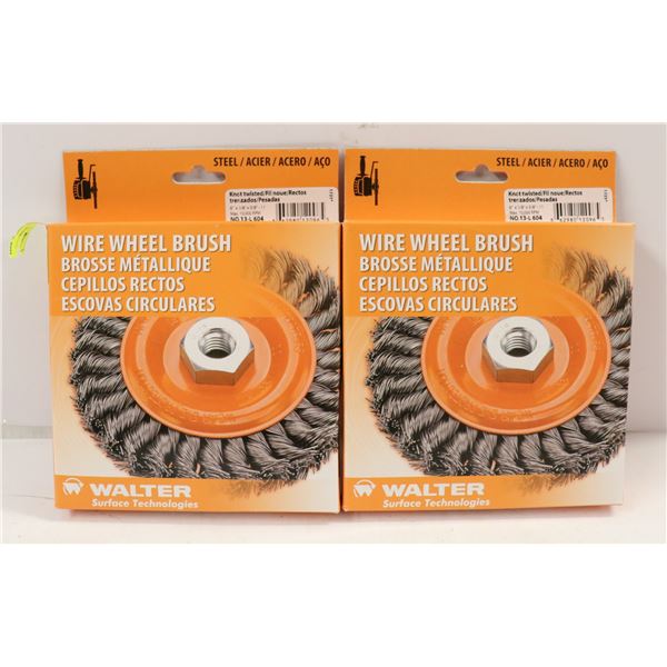 LOT OF 2 WALTER WIRE WHEEL BRUSHES 6" X 3/8" X 5/8