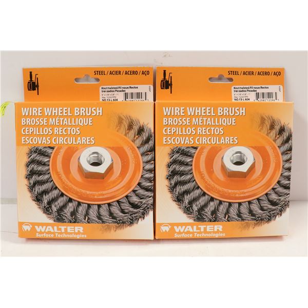 LOT OF 2 WALTER WIRE WHEEL BRUSHES 6" X 3/8" X 5/8