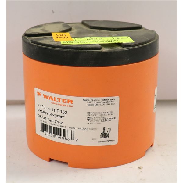 CASE OF 25 WALTER CUTTING WHEELS ZIPCUT TYPE 27/42