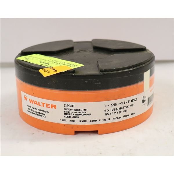 CASE OF 25 WALTER ZIPCUT CUTOFF WHEELS FOR STEEL +