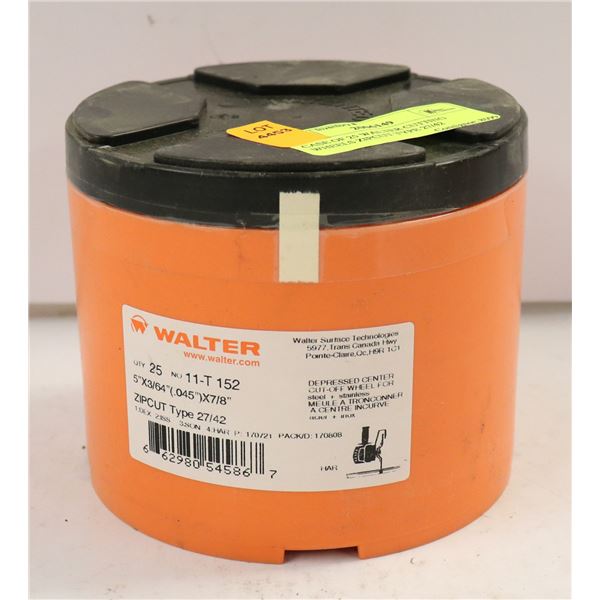 CASE OF 25 WALTER CUTTING WHEELS ZIPCUT TYPE 27/42