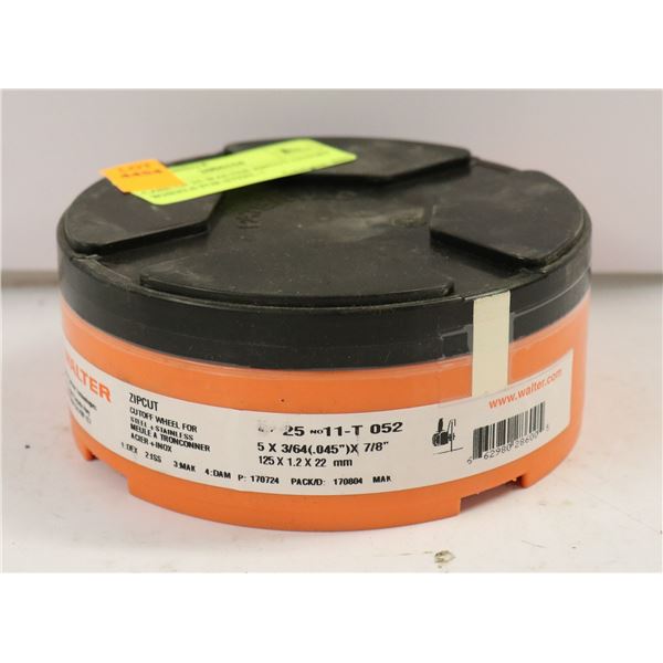 CASE OF 25 WALTER ZIPCUT CUTOFF WHEELS FOR STEEL +