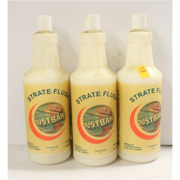 3 BOTTLES OF STRATE FLUSH DUSTBANE