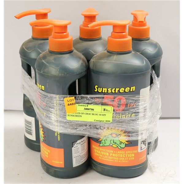 5 BOTTLES OF CROC BLOC 50 SPF SUNSCREEN