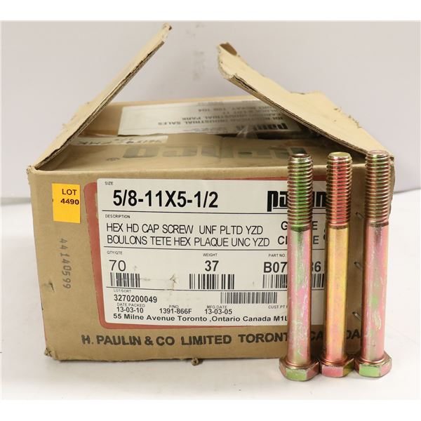 BOX OF HEX HEAD CAP SCREWS 5/8-11X5-1/2