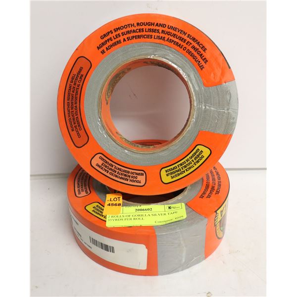 2 ROLLS OF GORILLA SILVER TAPE 35YRDS PER ROLL