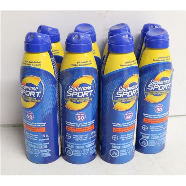 8 CANS OF COPPERTONE SPF 50 SUNSCREEN 177ML PER
