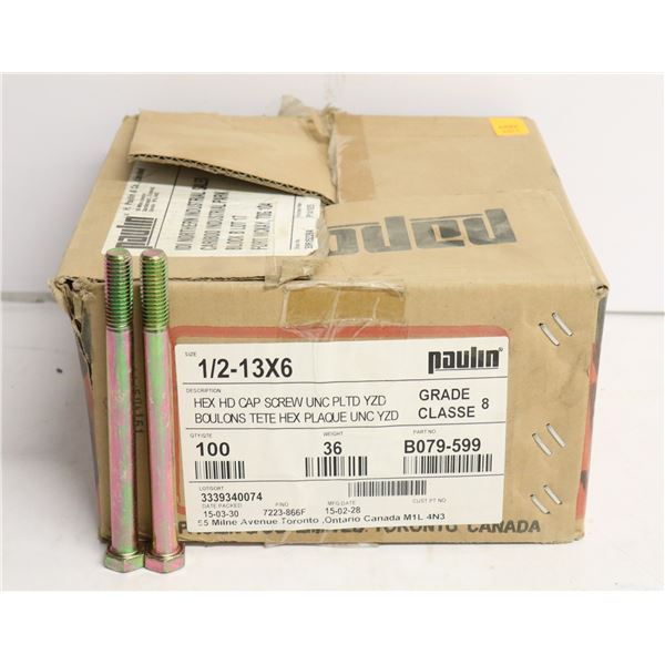 BOX OF HEX HEAD CAP SCREWS 1/2-13X6