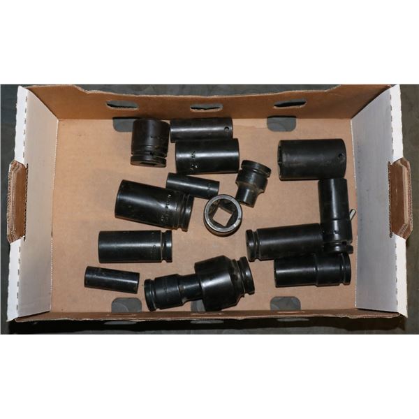 FLAT LOT OF ASSORTED GRAY IMPACT SOCKETS