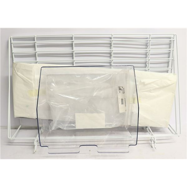 METAL WIRE WALL SHELF W/ CLEAR BIT & AURORA SIGN