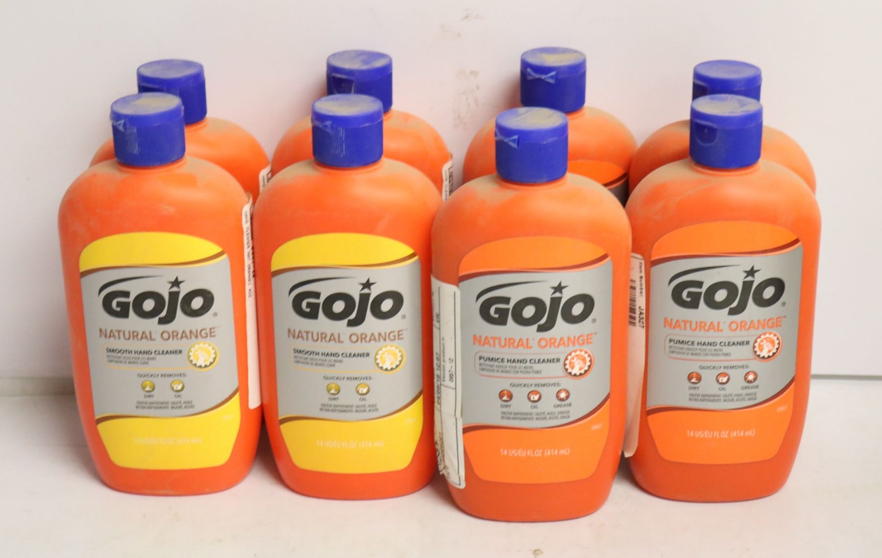 8 BOTTLES OF GOJO HAND CLEANER 414ML PER BOTTLE
