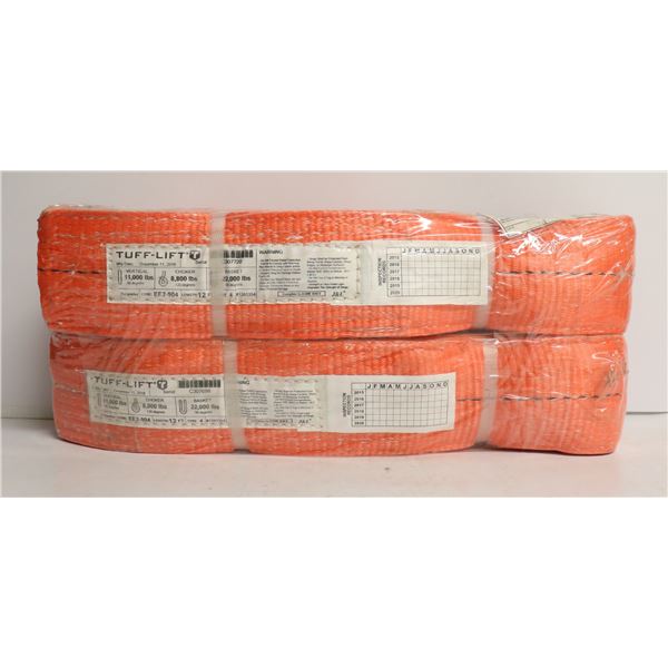 LOT OF 2 TUFF LIFT POLYESTER SLINGS 12FT X 4 IN