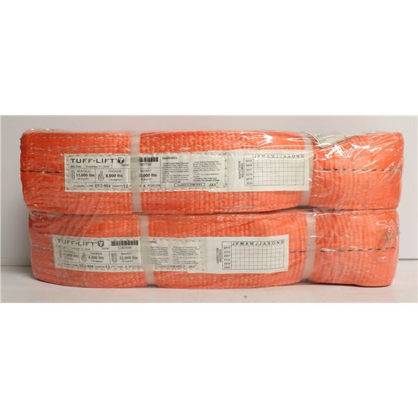 LOT OF 2 TUFF LIFT POLYESTER SLINGS 12FT X 4 IN