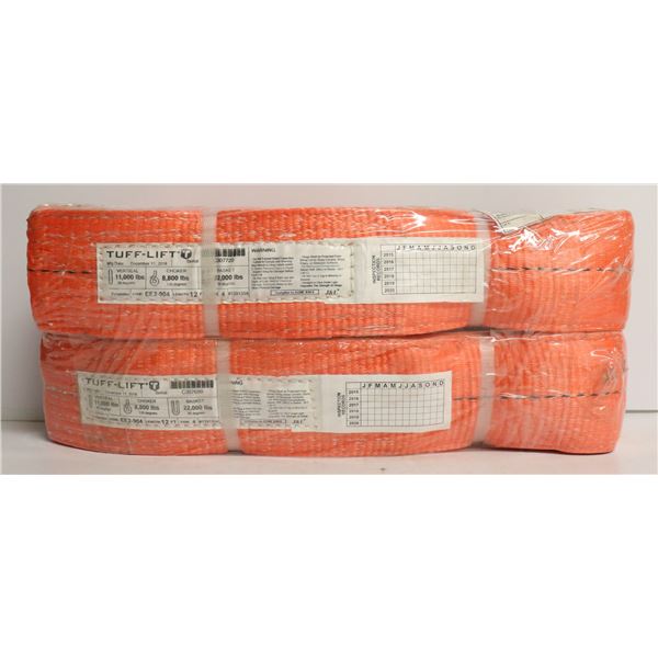 LOT OF 2 TUFF LIFT POLYESTER SLINGS 12FT X 4 IN