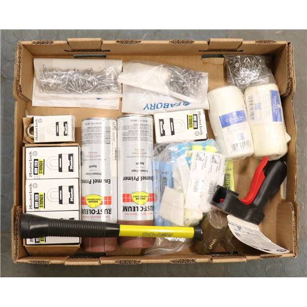 FLAT LOT OF ASSORTED TOOLS & SELF DRILLING SCREWS