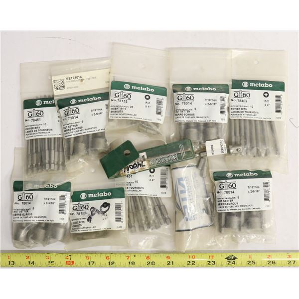 LOT OF ASSORTED METABO INSERT & POWER BITS