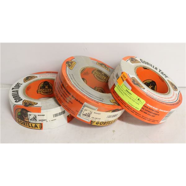 3 ROLLS OF GORILLA SILVER TAPE 35YD PER ROLL