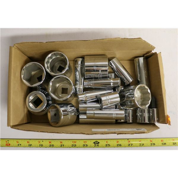 FLAT LOT OF GRAY TOOLS DEEP IMPACT SOCKETS