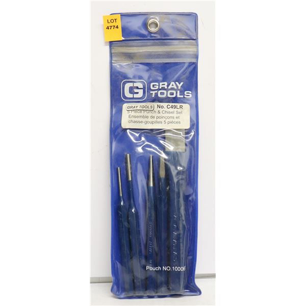 GRAY TOOLS 5 PIECE PUNCH & CHISEL SET