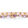 Image 2 : Plated 18KT Yellow Gold 13.25ctw Amethyst and Diamond Bracelet