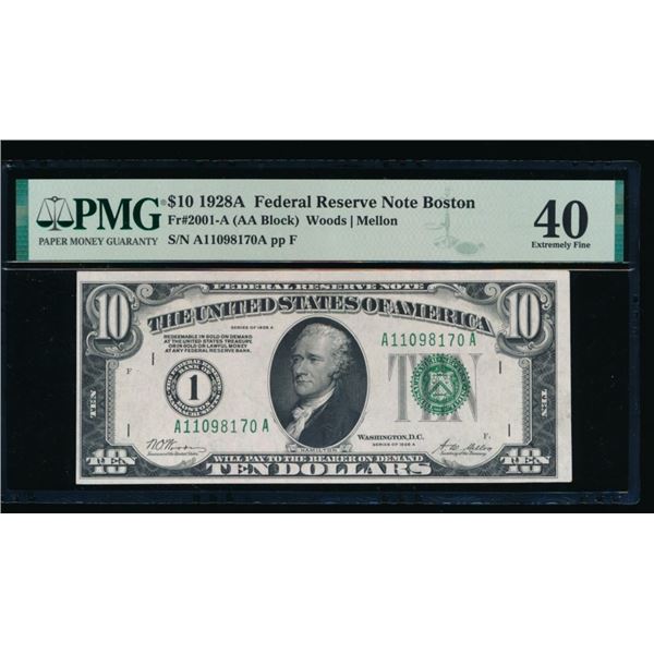 1928A $10 Boston FRN PMG 40