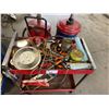 Image 2 : RED 2 TIER MOBILE SHOP CART WITH CONTENTS