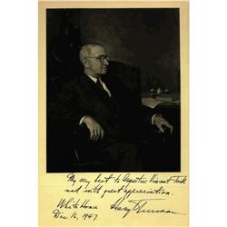 Harry S Truman. Imposing, oversize signed pho