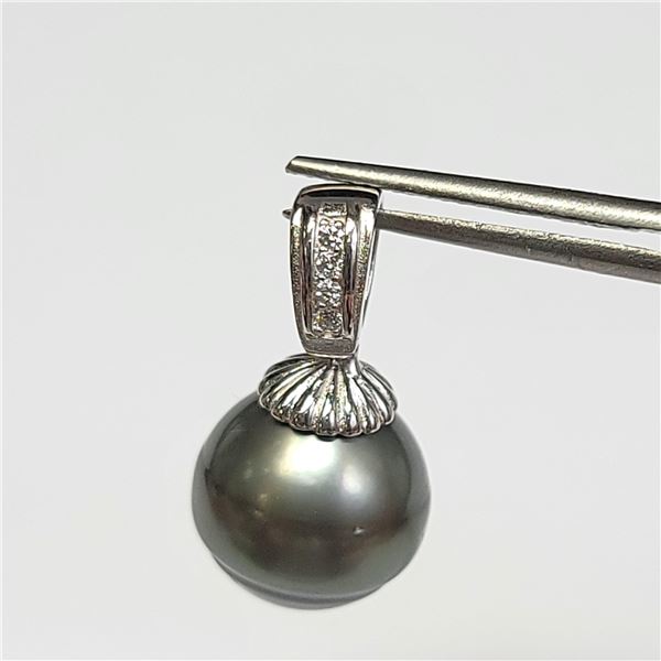 SILVER CZ, SOUTH SEA PEARL  SHAPE PENDANT