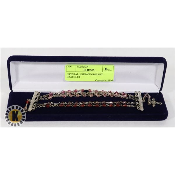 CRYSTAL 5 STRAND ROSARY BRACELET