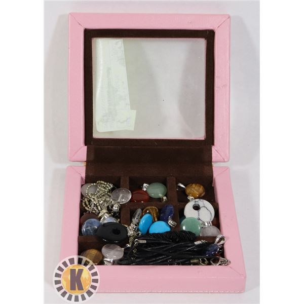 SILVER CHAINS W/ INTERCHANGEABLE STONE PENDANTS