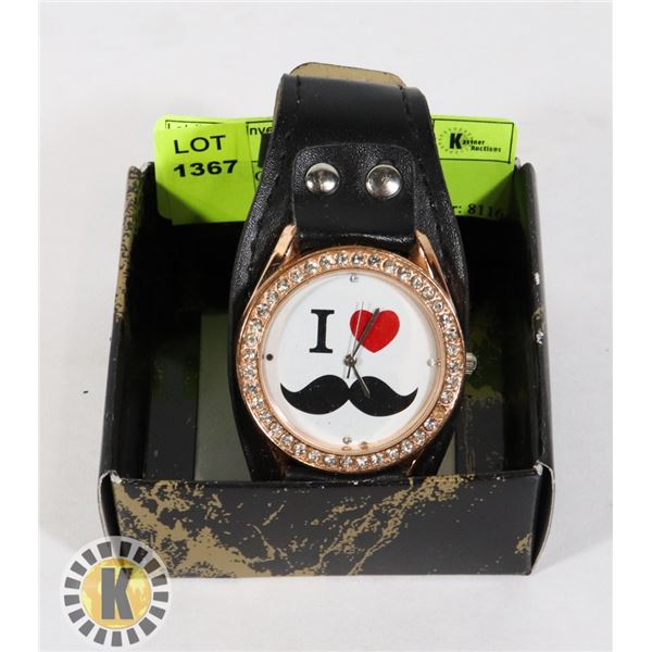 I LOVE MOUSTACHES WATCH
